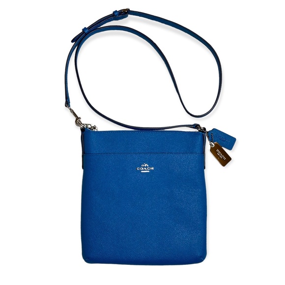Coach Handbags - Coach saffiano leather blue flat crossbody bag